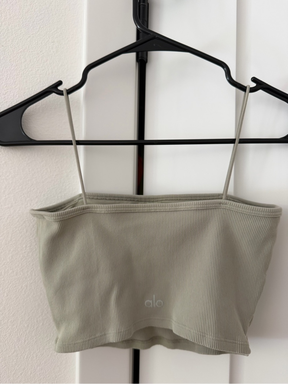 ALO Yoga Ribbed Sage Green Crop Tank with Thin Straps